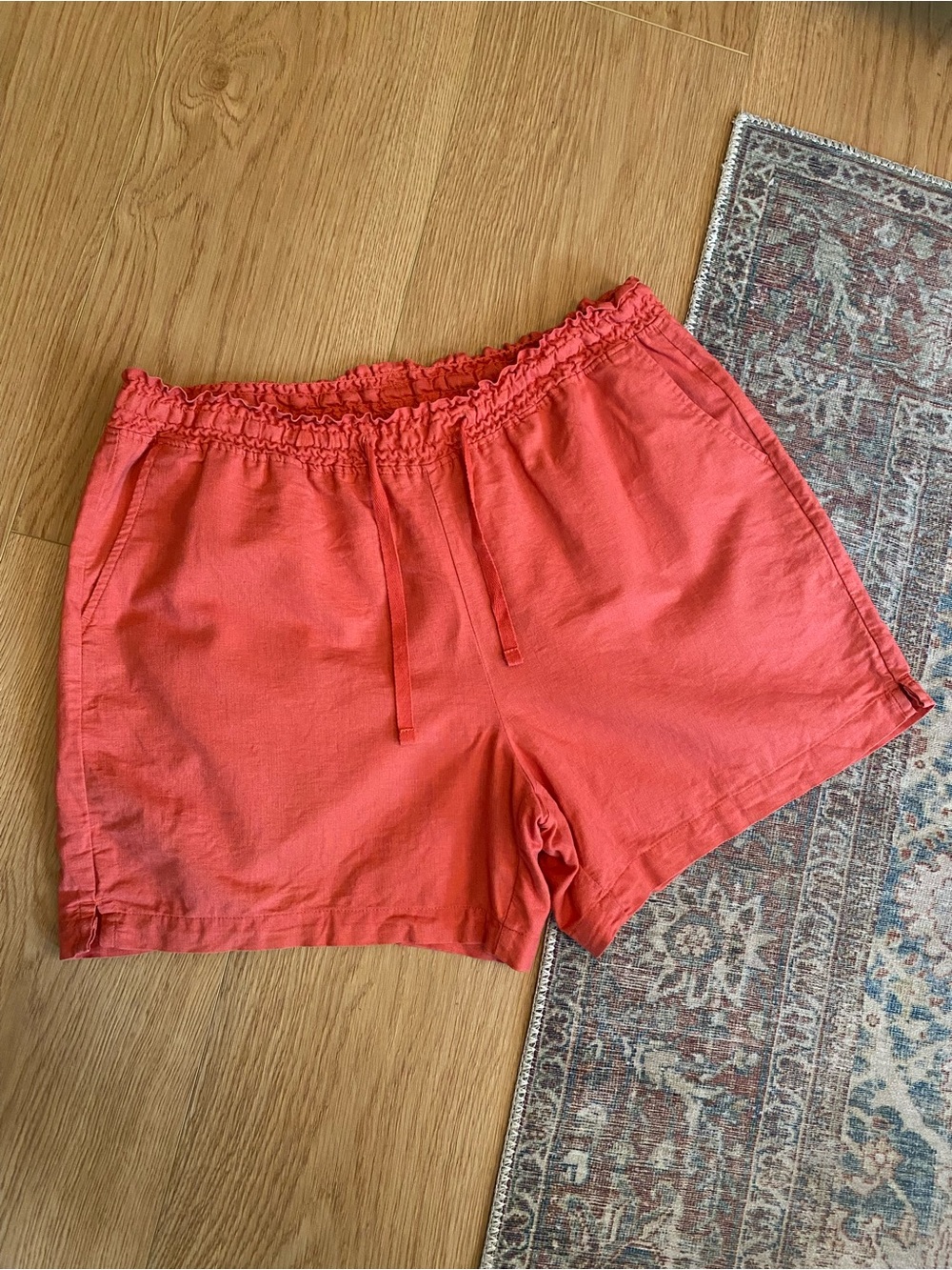 Jachs Girlfriend Linen Cotton Blend Coral Pink Pull-On Shorts XL